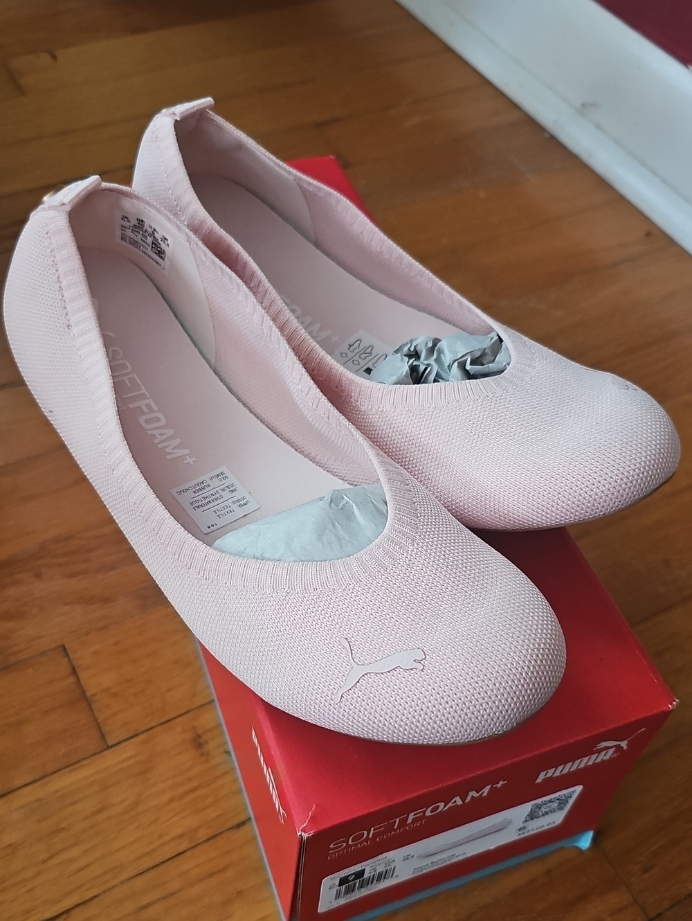 NEW PUMA ILIANA SOFTFOAM+ FROSTY PINK BARBIECORE SLIP-ON BALLERINA FLATS Sz 9
